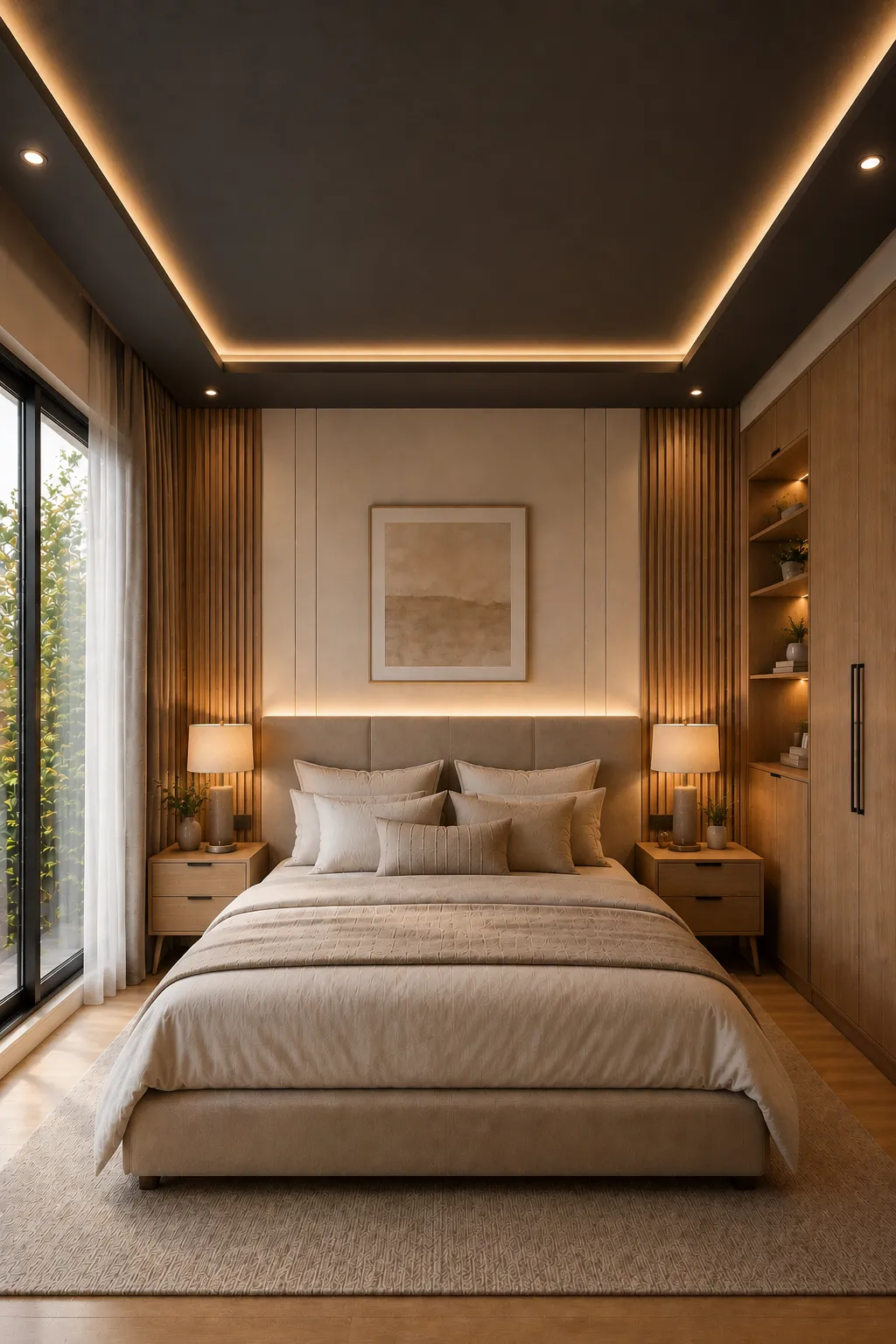 Dark accent ceiling bedroom