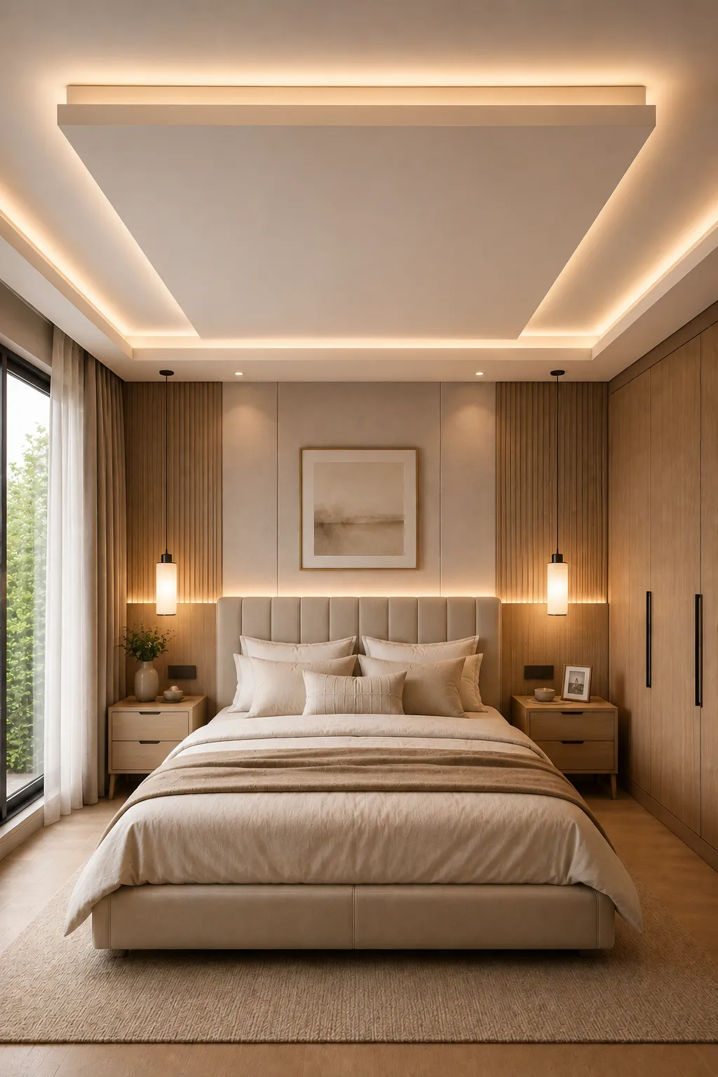 Floating ceiling design bedroom