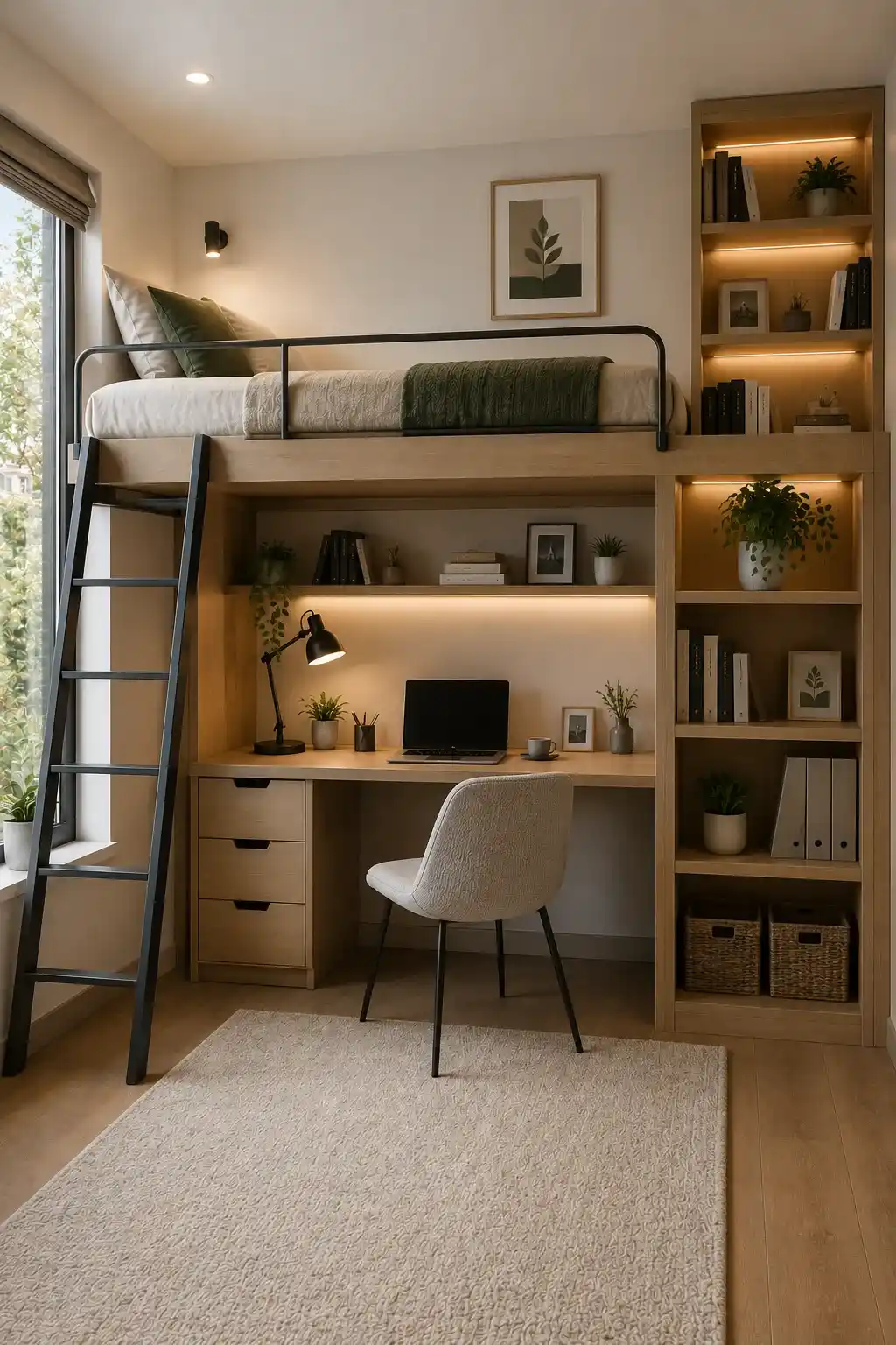 Loft Bed With Shelving Units
