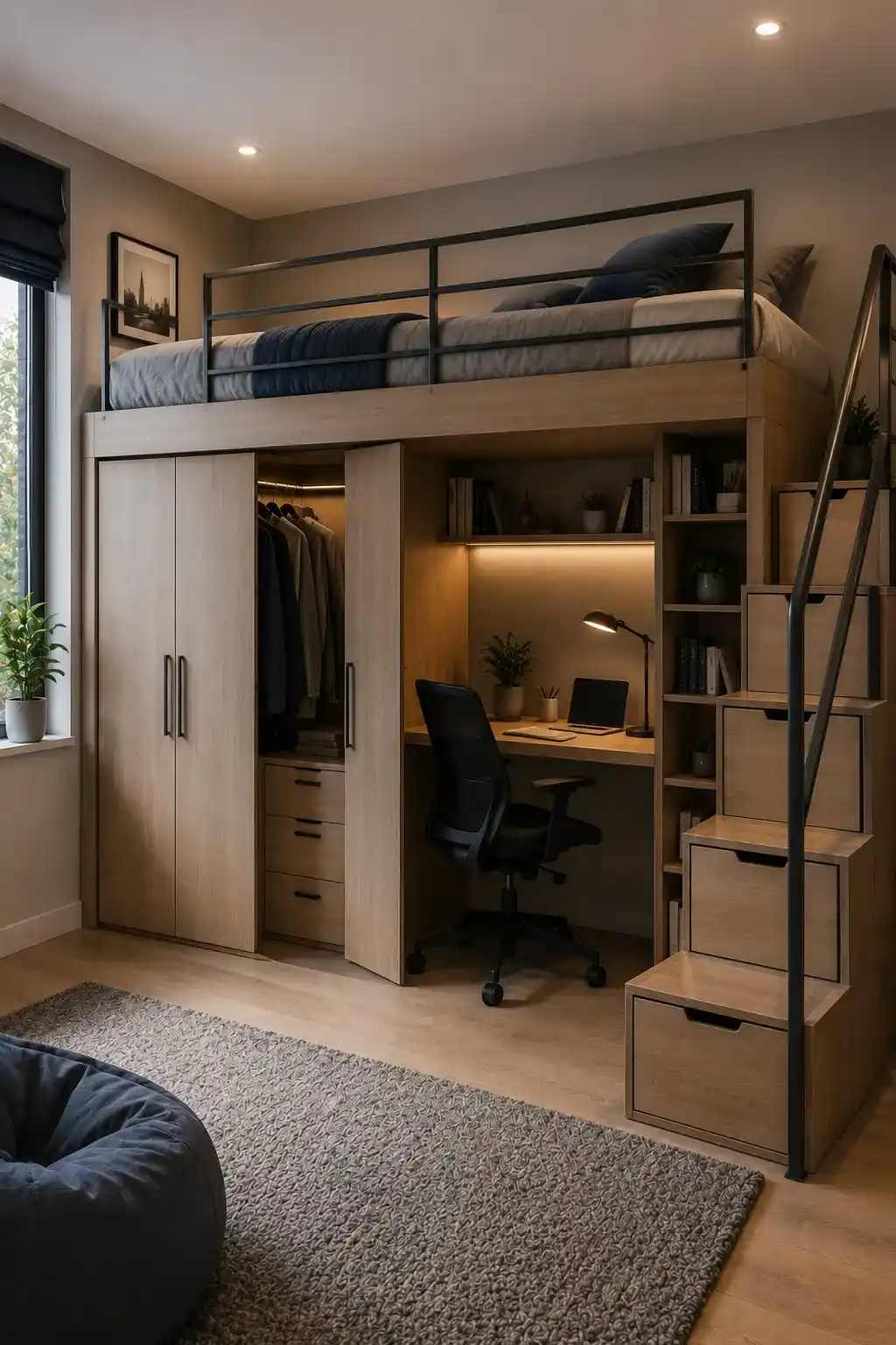 Loft Bed With Wardrobe Underneath