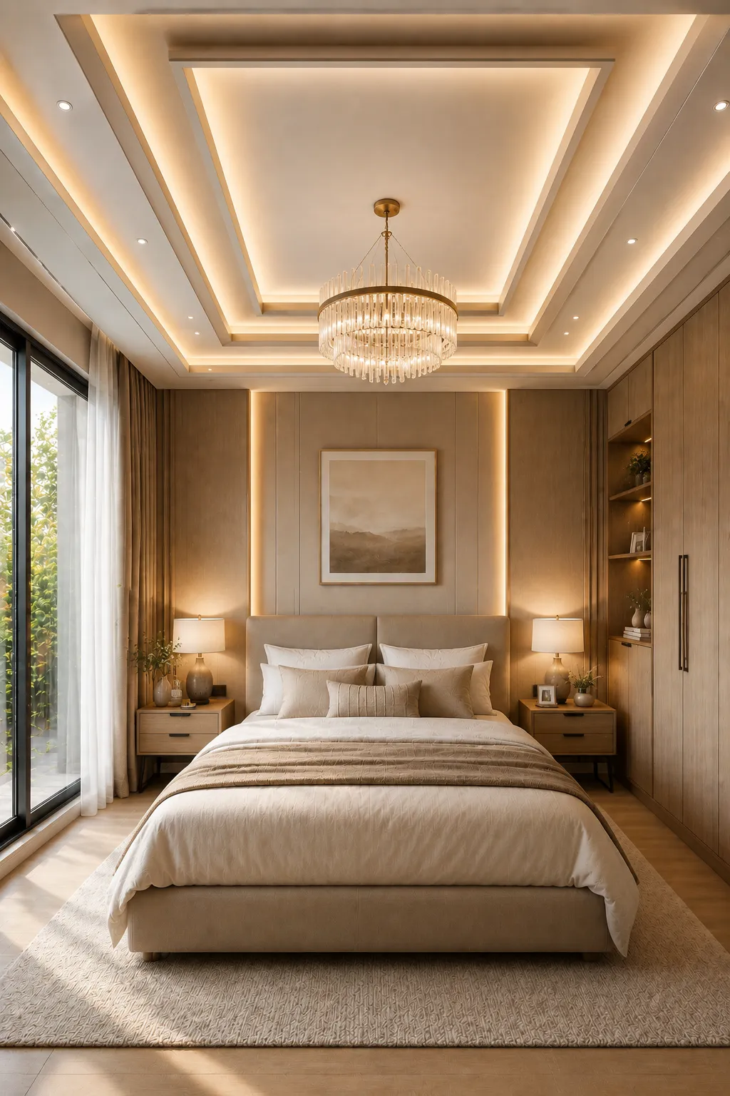 Luxury layered ceiling bedroom
