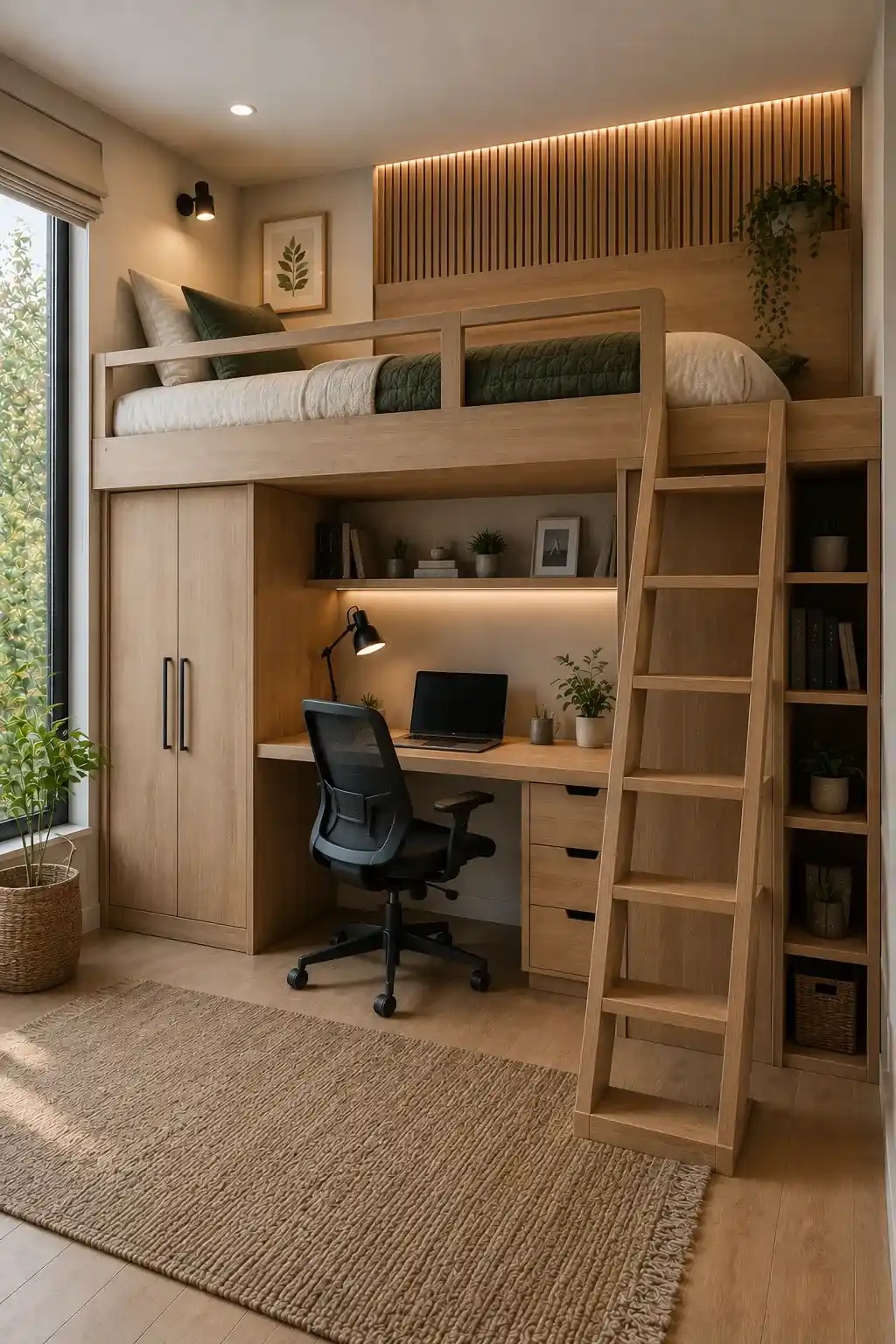 Wooden Loft Bed Design