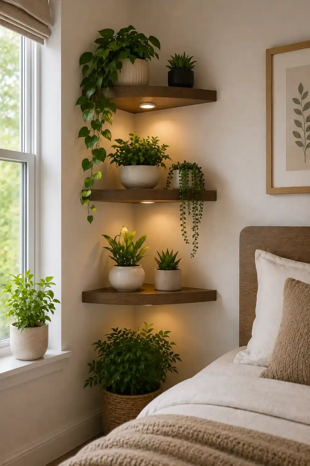 Corner Plant Shelf Ideas Small Bedroom