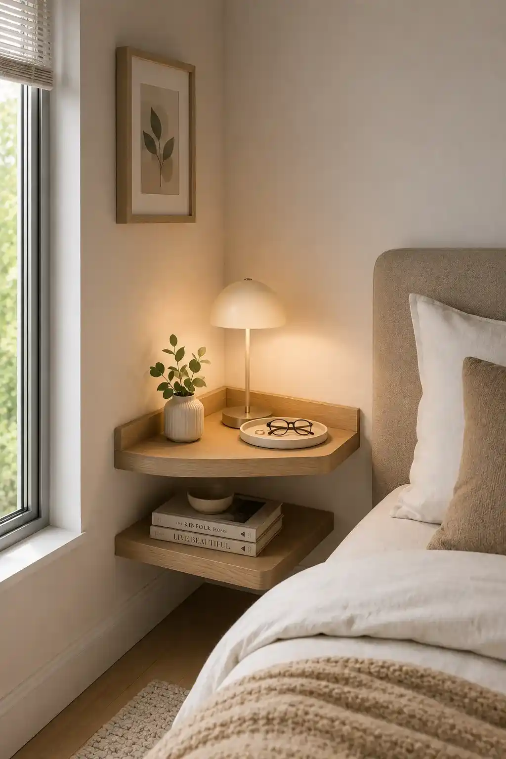 Corner Shelf Nightstand Alternative Small Bedroom