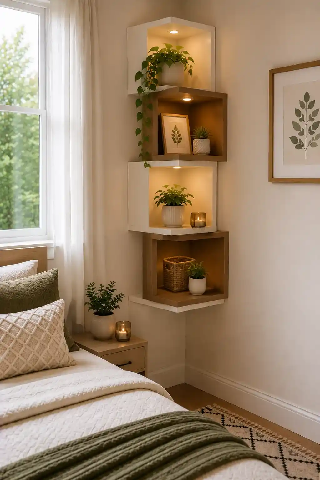 Cube Corner Shelves Small Bedroom