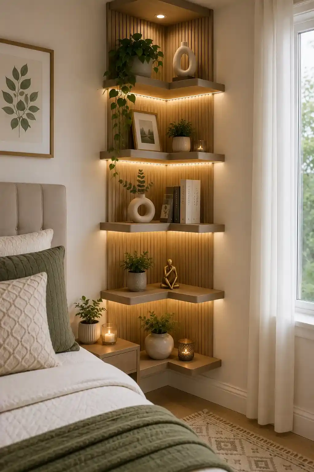 Decorative Corner Display Shelves Small Bedroom